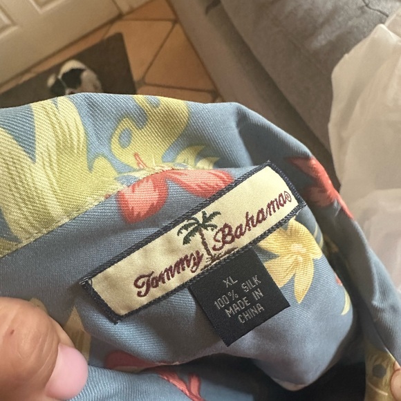 Slate Blue Casual Button Down Shirt with Tropical Floral Print (B05) - Picture 9 of 9